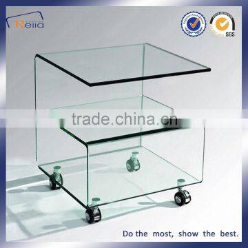 Chinese Factory Tempered Glass Acrylic Coffee Table With Wheels