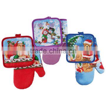 printed cotton kitchen set cooking pot holder and glove set china supplier