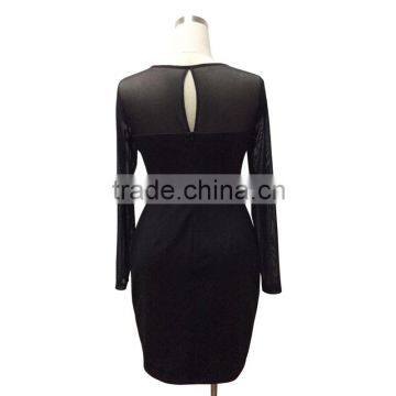OEM Exquisite Gold Printed Long Sleeve Black Bodycon Day to Night Prom Dresses photo-4
