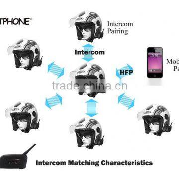 Vnetphone V6 1200m 6 Riders 2 Riders Full Duplex Talking Bluetooth Intercom Wireless Motorcycle Headset With GPS Navigation