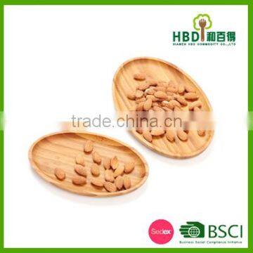 Eco-friendly oval shape bamboo candy tray bamboo nut tray