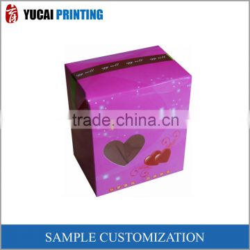 Pink transparent Cardboard gift box, PVC window Packaging Box