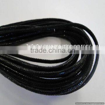 Round Leather Cords - Round strobel 2,5mm lizard black + paillettes transparent