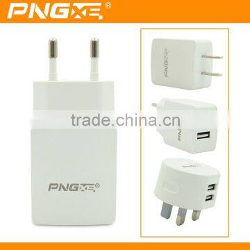 Fast speed wholesale 5v 2a dual usb wall charger with UK/EU/US plug for samsung mobile travel charger