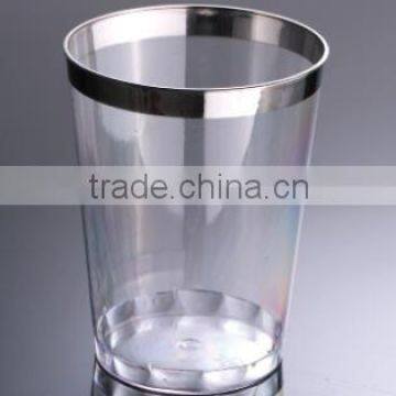 silver edge coated disposable eco-friendly drink plastic cup wholesale