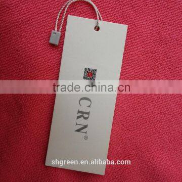 Spot UV brand logo hangtag,QR code swing tag