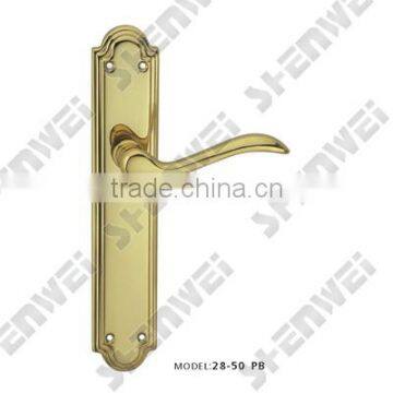 28-50 PB Brass Door Handle on Plate