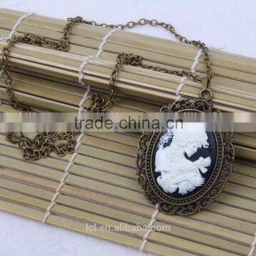 Fashion Jewelry Necklace Steampunk Necklace Skeleton Silhouette Bronze Cameo Pendant 2015 New Made in China Yiwu photo-2