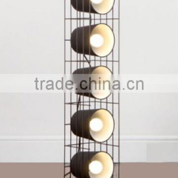 New Arrival Black Metal Frame With 5 Head Fabric Lampshade Floor Standing Lamp / Light