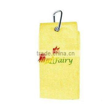 Yellow Microfiber sports towel(golf towel)