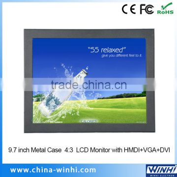 Metal Case 4:3 Display VGA DVI Input 9.7 inches lcd panel tv 12 volts industrial monitor