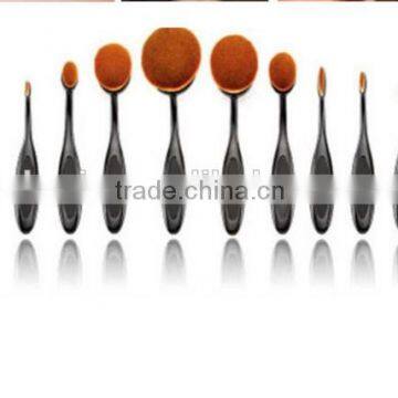 Oval Makeup 90 degree bend Brush Cosmetic Foundation Cream Face Powder Blush 10pcs Toothbrush Shape Makeup brushes Set