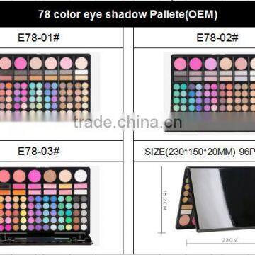 Fashionable 78 color eyeshadow palette with multi matte color for cosmetic