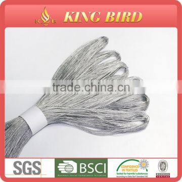 Silver metallic yarn braided metallic cord hang tag thread cord