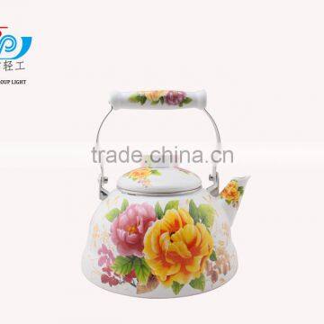 3L Good Quality Enamel Tea Kettle With Ceramic Handle Beautiful Decal photo-2