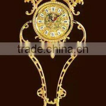 Elegant Royal Wall Hanging Clock, Brass 24K Gold Plated Wall Hanging Clock, Charming Wall Mounted Clock