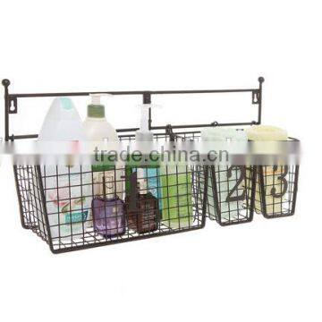 Wall Mounted Black Metal Wire Mesh Numbered Storage Basket Set photo-4