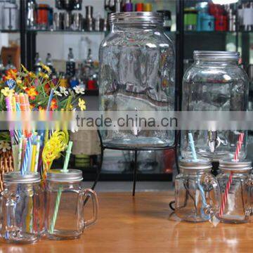 Hexagonal Glass Juice Jars With Metal Stand photo-4
