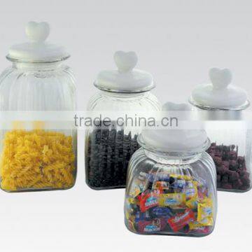 Square Buttom Airtight Glass Preserve Container With Bird Ceramic Lid photo-5