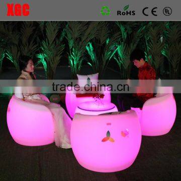 2019 PE glow led new RGB lighting coffee table with chair GF306