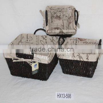 Canvas Lining Maize Peel Storage Basket With Handle