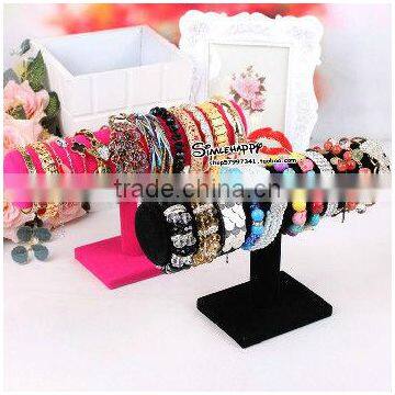 2015 new fashion colorful Velvet Single Layer T shape Bracelet Holder