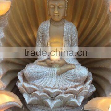 LED Lighting Resin Religion Buddha Water Fountain Decorations