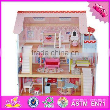 2017 New Products Lovely Children Wooden Dollhouse Kits W06A100 photo-2