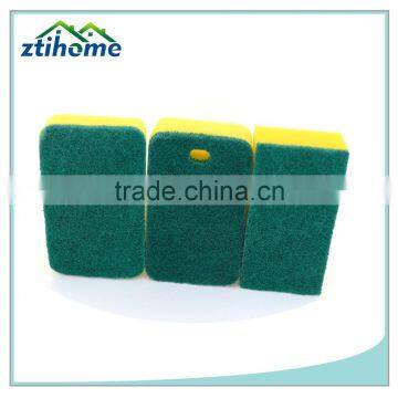 different rectangle kitchen green scouring pad with yellow sponge