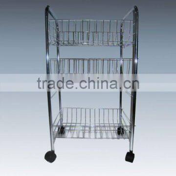 3-tier metal storage cart shelf rack with wheels for Home&Kitchen