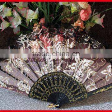 Rose Design Lace Hand Folding Fan photo-3