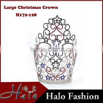 Hair Accessories Wholesale 30cm tall red and green color rhinestone crystal jewelry pageant crowns