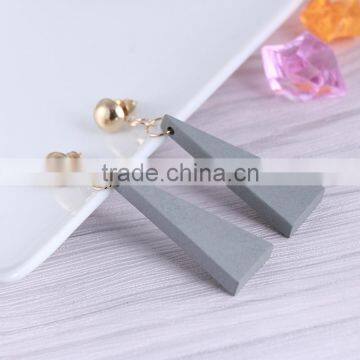 Korea Style Stud Personality Triangle Wooden Earrings photo-4