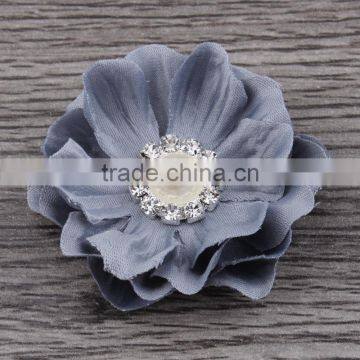Fabric Flower With Pearl Rhinestone Center for Kids Hair Accessories photo-2