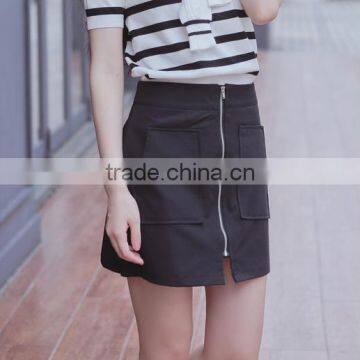 new fashion women skirts wild casual high waist zipper skirt