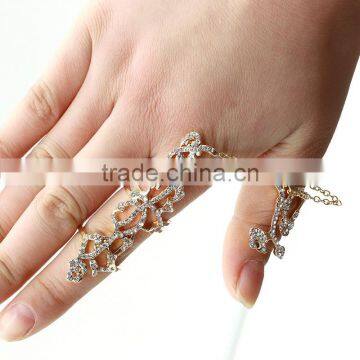 Girls fashion chain link floral double rings finger jewelry SP6223