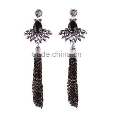 Bohemian Jewelry Rhinestone Gems With Long Chain Tassel Charms Earrings for Women photo-5