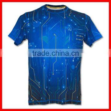 2015 Unisex Spandex 4 Needles Flat-lock Blue Compression Shirt, Compression Skin Shirt Yoga Shirts