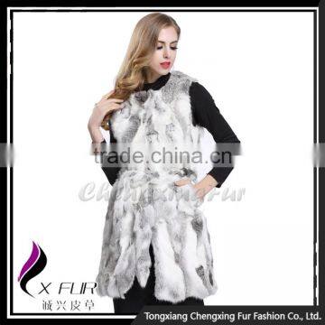 CX-G-B-40 New Design Knitted Rabbit Fur Vest