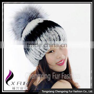 CX-C-02A Wholesale Custom In Stock Hat Knitted Rex Rabbit Fur Hat