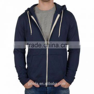 Customize men full zip navy plain hoody, cheap hoodie manufacturer