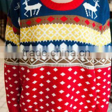 2015 2016 new design reindeer jacquard women christmas sweater