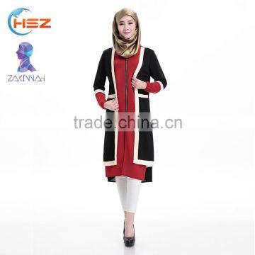 Zakiyyah 33134 Best -selling Wholesale Moroccan Round Collar Dresses Front Open Abaya With Geometry Printed Kaftan Abaya Dubai
