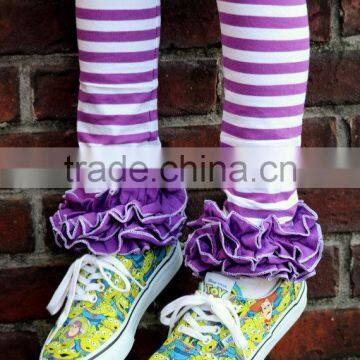 Toddler Girls 95% Cotton 5% Spandex Icing Legging Purple And White Striped Pants