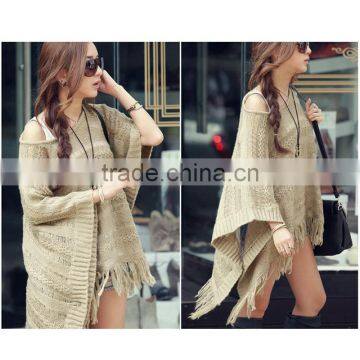 Spring Smiles Korean Style Autumn and Spring Hollow Out Fashion Solid Khaki Free Size Knit With Tassel Women Sweater photo-6