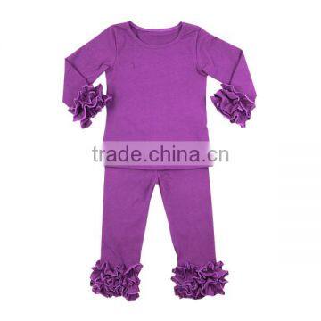 Boutique Clothing children cotton plum blank set baby girls icing ruffle outfits