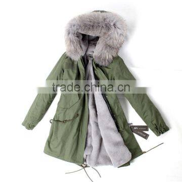 Myfur Customized Fake Rabbit Fur Lining Plus Parka With Random Colorful Raccoon Fur Hood photo-3