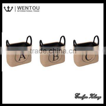 Wholesale Monogramed Burlap Storage Bin With Handles photo-2