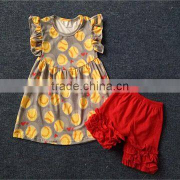 Wholesale Kids Summer Ruffle Clothing Baby Girls summer boutique outfit