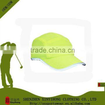 wholesale breathable yellow color quick dry golf caps with 3D embroidery logo